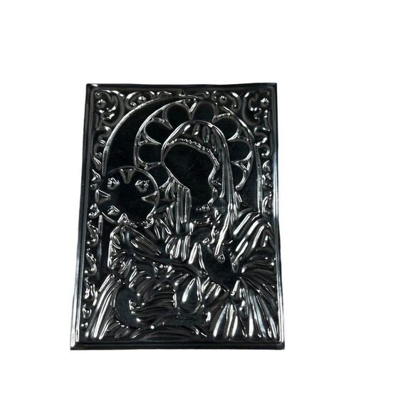 Metal Small embossed 3d Madonna Mary Child Religious Miniature Mini Picture - Picture 2 of 3